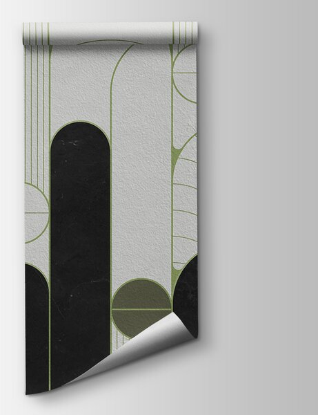 Fototapet Un design art deco alb-negru și alb, Fototapet abstracte, Fototapet populare, u73101v2 - Tapeko.ro