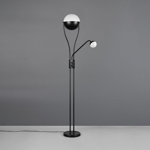 Trio Lighting Lampadar LED Chris, negru, metal, lampă de citit, dimabil, reglabil, Negru, Camera de zi / sufragerie, Metal, Modern