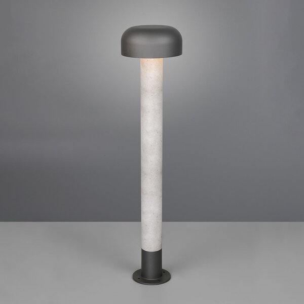 Trio Lighting Bornă luminoasă Fraser, gri/aspect beton, aluminiu, IP54, înălțime 84,5 cm, reglabil, Gri, Aluminiu