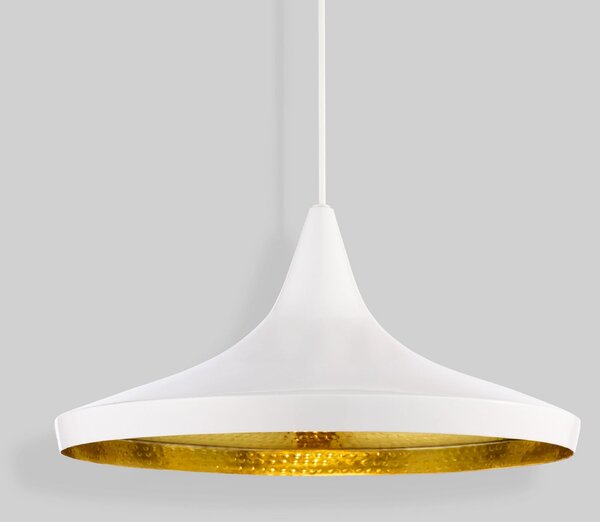 Tom Dixon Lampă suspendată LED Beat Wide de Dixon, albă, Ø 36 cm, alamă, reglabil, Alb, Camera de zi / sufragerie, Alamă, Design