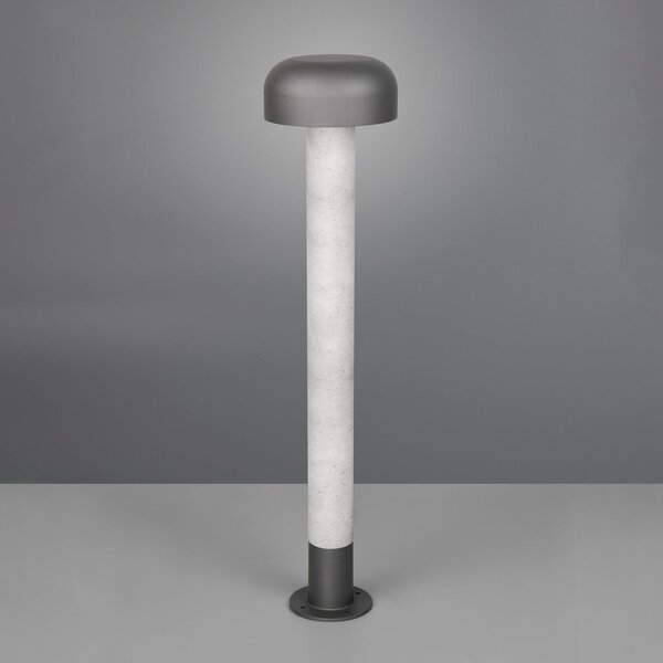 Trio Lighting Bornă luminoasă Fraser, gri/aspect beton, aluminiu, IP54, înălțime 84,5 cm, reglabil, Gri, Aluminiu