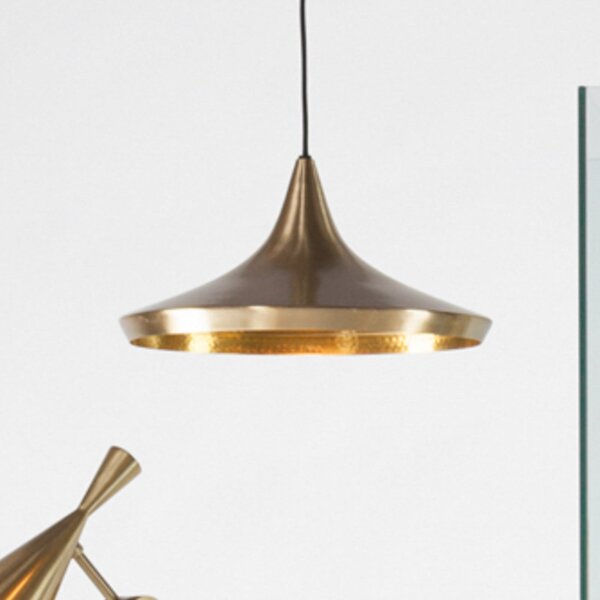 Tom Dixon Lampă suspendată LED Beat Wide de Dixon, culoare alamă, Ø 36 cm, reglabil, Auriu / Alamă, Camera de zi / sufragerie, Alamă, Design