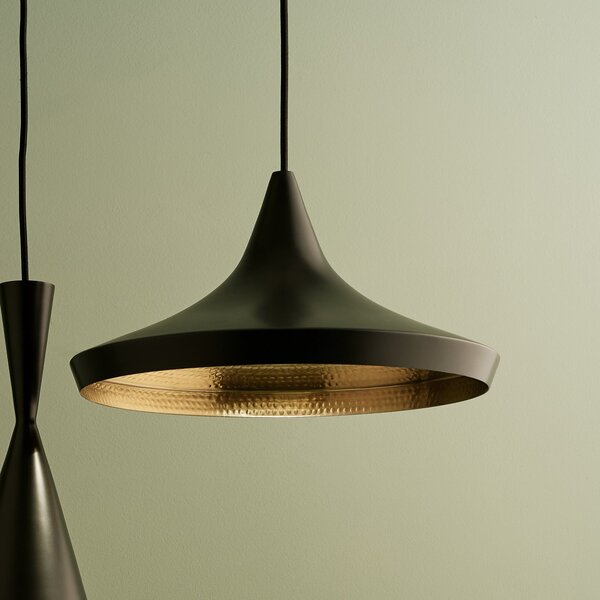 Tom Dixon Lampă suspendată LED Beat Flat de Dixon, negru, Ø 56 cm, reglabil, Negru, Camera de zi / sufragerie, Alamă, Design