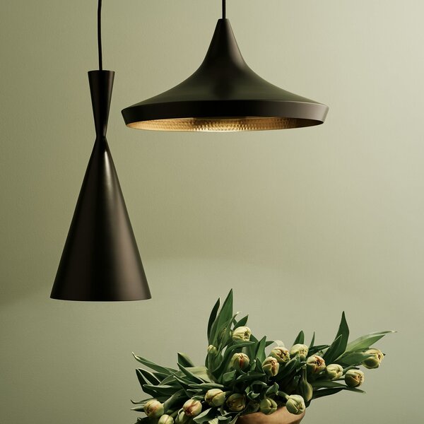Tom Dixon Lampă suspendată LED Beat Flat de Dixon, negru, Ø 56 cm, reglabil, Negru, Camera de zi / sufragerie, Alamă, Design