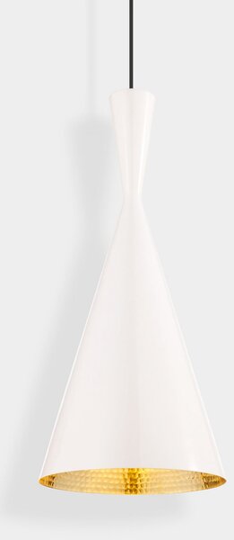 Tom Dixon Lampă suspendată LED Beat Tall de Dixon, albă, Ø 19 cm, alamă, reglabil, Alb, Camera de zi / sufragerie, Alamă, Design