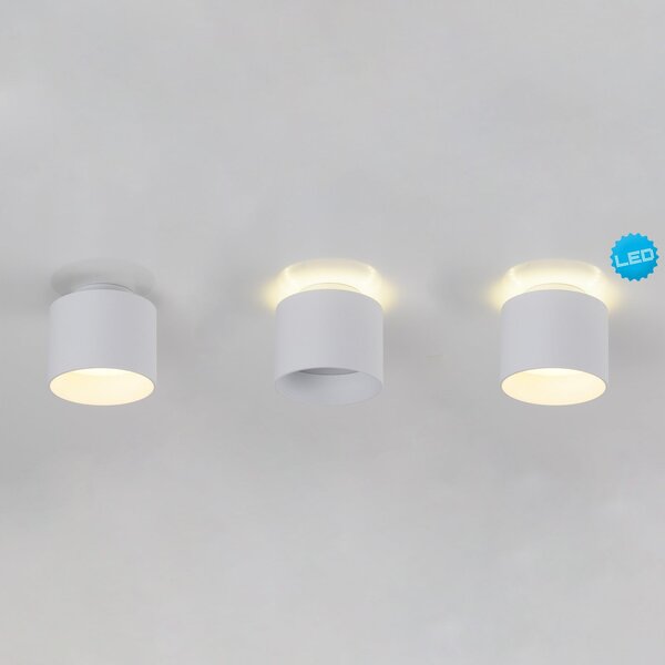 Näve Spot LED pentru tavan Trimes, Ø 11,5 cm, alb, CCT, dimabil în trepte, reglabil, Alb, Camera de zi / sufragerie, Plastic