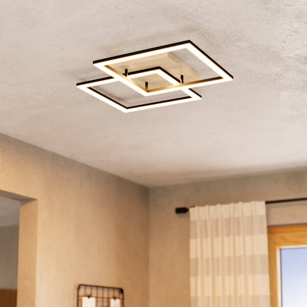 EGLO connect plafonieră LED inteligentă Lomaltas-Z, 77 cm, 4400 lm, reglabil, Negru, Camera de zi / sufragerie, Metal, Modern
