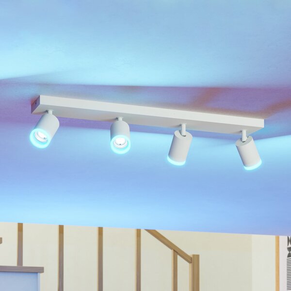 EGLO connect Spot LED inteligent Melitello-Z, 4 becuri, alb, reglabil, Alb, Camera de zi / sufragerie, Aluminiu, Modern