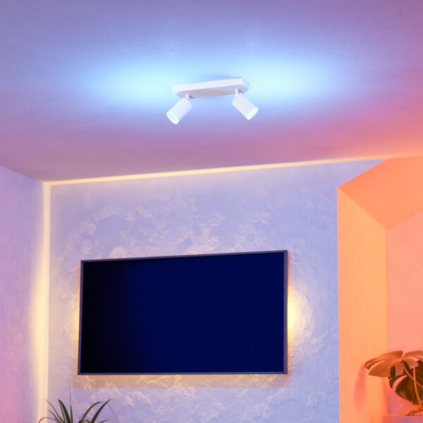 EGLO connect Spot LED inteligent Melitello-Z, 2 becuri, alb, reglabil, Alb, Camera de zi / sufragerie, Aluminiu, Modern