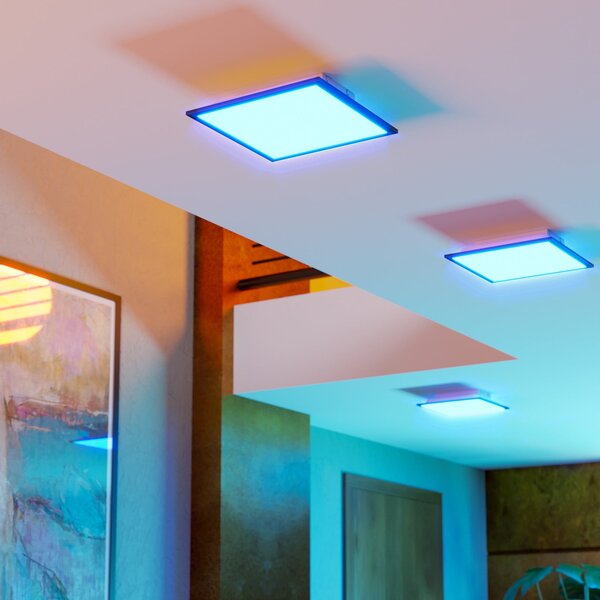 EGLO connect plafonieră LED Moradillo-Z, negru, 29cm, reglabil, Negru, Camera de zi / sufragerie, Metal, Modern