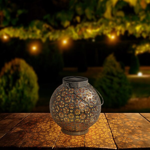 Näve Lampă solară cu LED 52854, argintiu, metal, 20 cm, IP44, set de 2 bucăți, Metalic, Metal