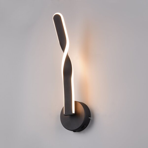 Reality Leuchten Aplică de perete LED Ginko, negru mat, metal, înălțime 45,5 cm, Negru, Camera de zi / sufragerie, Metal, Modern