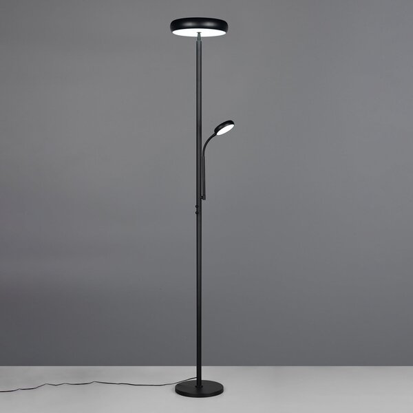 Reality Leuchten Lampadar LED Palermo, negru mat, telecomandă, memorie, reglabil, Negru, Camera de zi / sufragerie, Metal