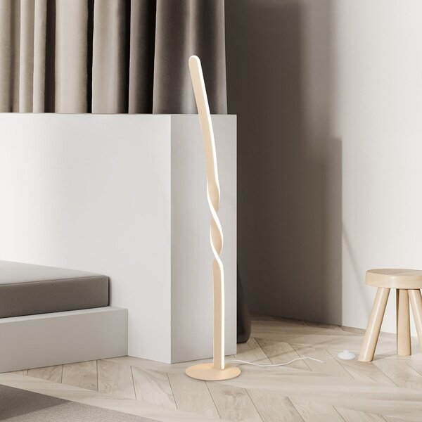 Reality Leuchten Lampadar LED Ginko, nisip, metal, înălțime 110 cm, Bej, Camera de zi / sufragerie, Metal, Modern