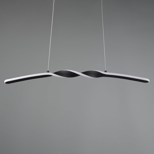 Reality Leuchten Lampă suspendată LED Ginko, negru mat, metal, lungime 79 cm, Negru, Camera de zi / sufragerie, Metal, Modern