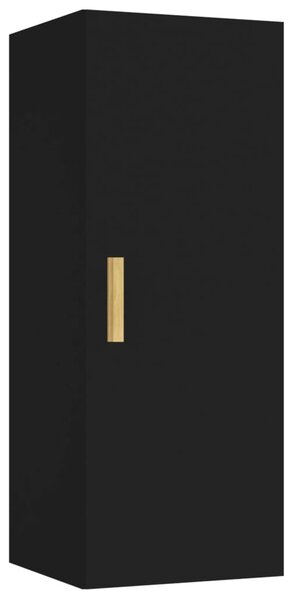 Dulap de perete, negru, 34,5x34x90 cm, lemn compozit