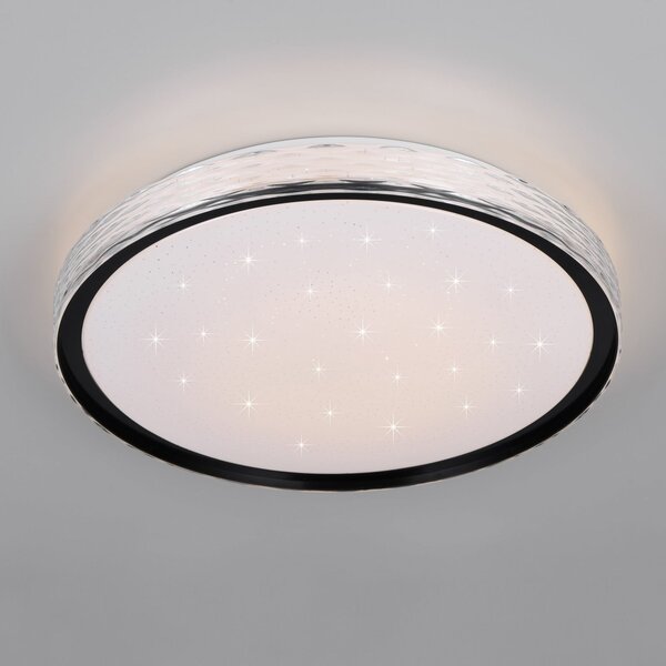 Reality Leuchten Plafonieră LED Varda, negru, Ø 39 cm, telecomandă, reglabil, Negru, dormitor, Metal, Modern