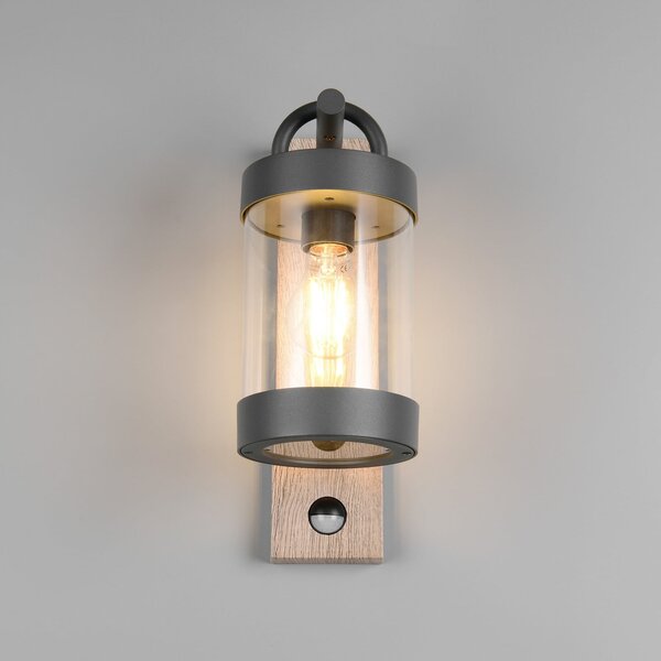 Trio Lighting Lampă pentru exterior Sambesi, aspect lemn, aluminiu turnat sub presiune, senzor, Lemn, Aluminiu, Modern, Felinar