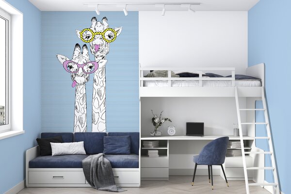 Fototapet O girafă purtând ochelari, Fototapet animale, Fototapet populare, u99418 - Tapeko.ro