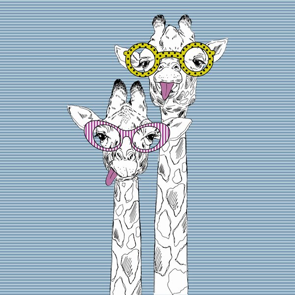 Fototapet O girafă purtând ochelari, Fototapet animale, Fototapet populare, u99418 - Tapeko.ro