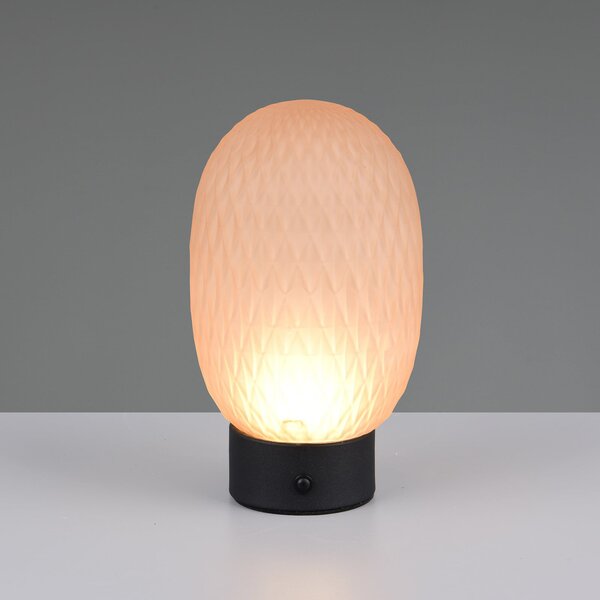 Trio Lighting Lampa de masă cu LED și baterie reîncărcabilă Facette, chihlimbar, USB, sticlă, reglabil, Maro / Rugină, Camera de zi / sufragerie, Sticlă