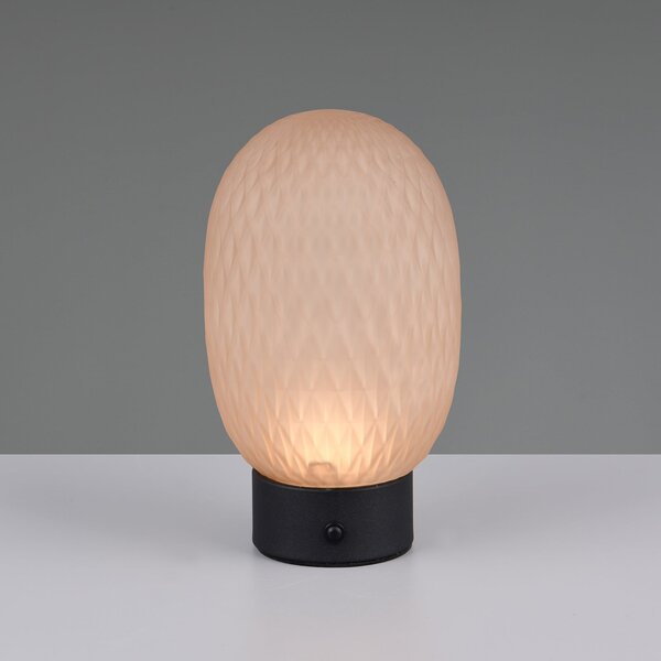 Trio Lighting Lampa de masă cu LED și baterie reîncărcabilă Facette, chihlimbar, USB, sticlă, reglabil, Maro / Rugină, Camera de zi / sufragerie, Sticlă