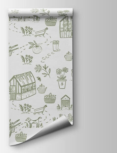 Fototapet Un model de unelte și plante de grădinărit, Fototapet designer, Fototapet populare, w00254v4 - Tapeko.ro