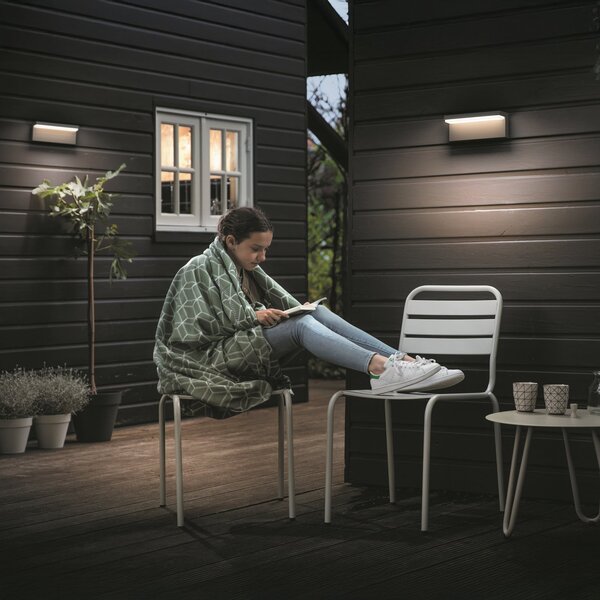 Philips LED lampă de perete pentru exterior Bustan pachet 2 bucăți, 2.700K, Gri, Aluminiu, Modern, Perete unghiular