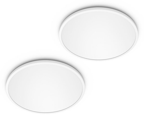 Philips LED SuperSlim set de 2 bucăți alb IP44 Ø 30cm 2.700K, reglabil, Alb, Studiu / Birou, Plastic, Modern