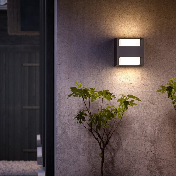 Philips LED lampă de perete pentru exterior Arbour, 2 becuri, pachet 2,, Gri, Aluminiu, Modern