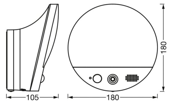 OSRAM SMART+ Lampă de exterior WiFi ROUND, cameră, senzor, gri, reglabil, Gri, Plastic, Modern