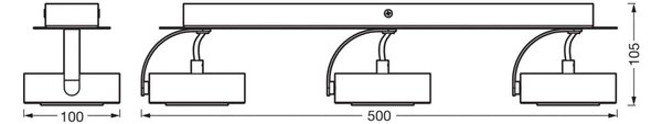 OSRAM Spot LED VENUS negru 3 becuri. Metal 3.000 K, Negru, Camera de zi / sufragerie, Metal, Modern