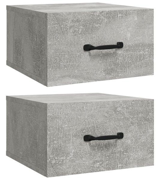 Noptiere de perete, 2 buc., gri beton, 35x35x20 cm