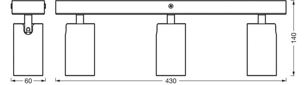 OSRAM Spot de tavan OCTAGON negru 3 becuri GU10-LED 927 dimabil, reglabil, Negru, Camera de zi / sufragerie, Metal, Modern