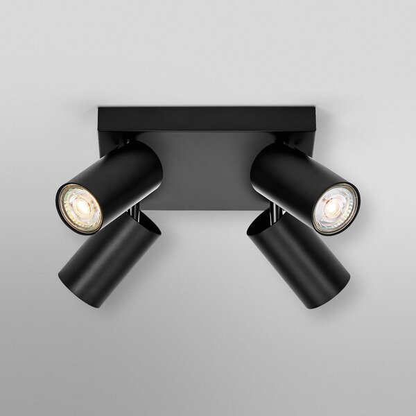 OSRAM Spot de tavan OCTAGON PLATE, negru, 4 becuri GU10-LED 927, reglabil, Negru, Camera de zi / sufragerie, Metal, Modern