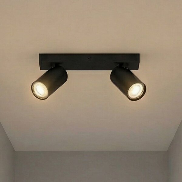 OSRAM Spot de tavan OCTAGON negru 2 becuri GU10-LED 927 dimabil, reglabil, Negru, Camera de zi / sufragerie, Metal, Modern