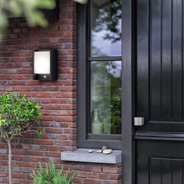 Philips Aplică de perete LED Arbour UE, pachet 2, senzor, 2.700 K, Negru, Aluminiu, Modern