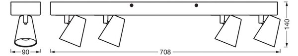 OSRAM Plafonieră LED NEPTUNE, CLICK-SELECT, 4 spoturi, alb, Alb, Camera de zi / sufragerie, Metal, Modern