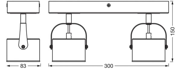OSRAM Plafonieră LED Jupiter, 2 becuri, argintiu, metal, Metalic, Camera de zi / sufragerie, Metal, Modern