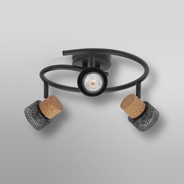 OSRAM Spot de tavan CORK SPIRAL negru 3 spoturi GU10-LED 927, reglabil, Negru, Camera de zi / sufragerie, Metal