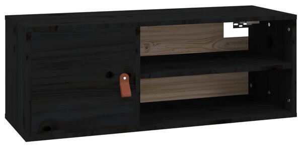 Dulap de perete, negru, 80x30x30 cm, lemn masiv de pin