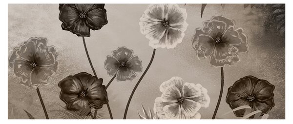 Tablou - Flori desenate (120x50 cm)