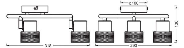 OSRAM Spot de tavan CORK SPIRAL alb 3 spoturi GU10LED 927 dimabil, reglabil, Alb, Camera de zi / sufragerie, Metal