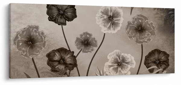 Tablou - Flori desenate (120x50 cm)