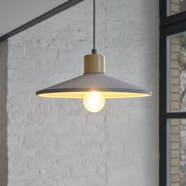 OSRAM Lampa suspendată CONCRETE WOOD, gri, Ø 32 cm, beton, E27, reglabil, Gri, Camera de zi / sufragerie, Beton, Viața tânără