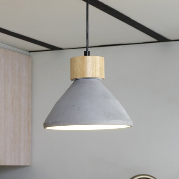 OSRAM lampă suspendată CONCRETE WOOD, gri, Ø 22 cm, beton, E27, reglabil, Gri, Camera de zi / sufragerie, Beton, Viața tânără