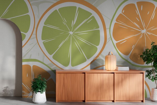 Fototapet Un grup de portocale și lămâi verzi, Fototapet natură, Fototapet populare, w00725v1 - Tapeko.ro