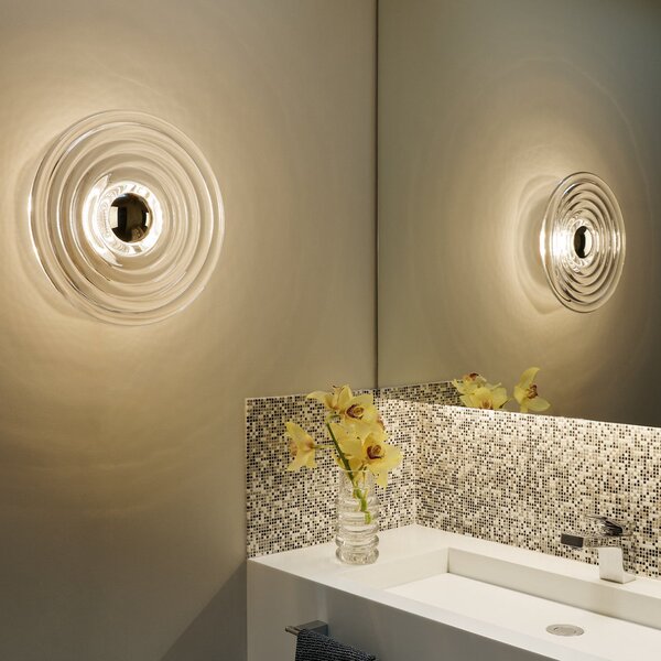 Tom Dixon Aplică de perete LED Press Large, transparentă, 35 cm 937 IP55, reglabil, Transparent, Sticlă, Design