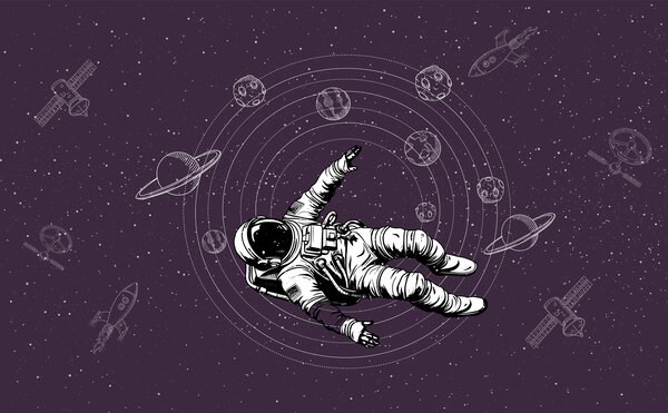 Fototapet Un astronaut plutind în spațiu, Fototapet spațiu cosmic, Fototapet populare, w00712v1 - Tapeko.ro