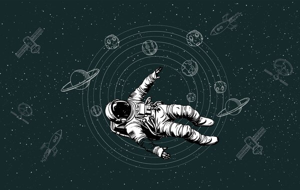 Fototapet Un astronaut plutind în spațiu, Fototapet spațiu cosmic, Fototapet populare, w00712v2 - Tapeko.ro